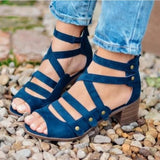 Black Strappy Heels Summer Fashion Shoes Women's Large Size Sandals