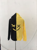 Split Hoodie Demons and Angels Smiley Face Printed Pullover Hooded