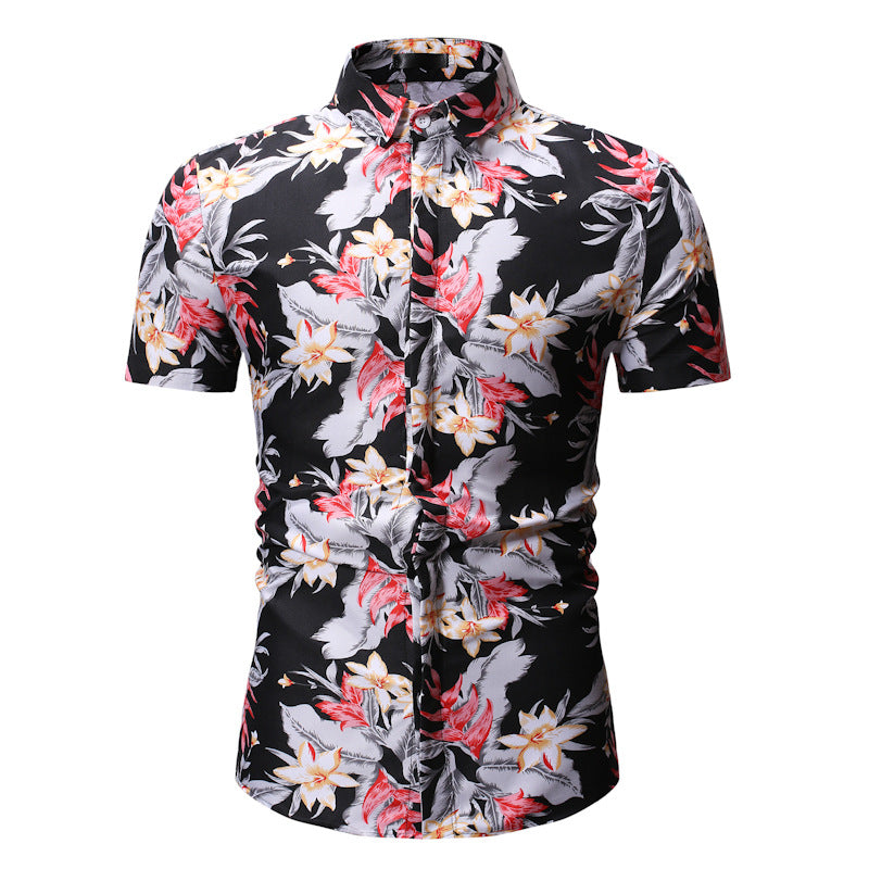 Summer Men's Fashion Casual Slim Fit Short Sleeve plus Size Retro Sports Men Shirt
