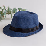 Fedora Hat Straw Hat Female Summer Sun Hat British Style Top Hat Parent-Child Fedora Hat Men's Straw Hat Sun-Proof Straw Hat Beach Hat