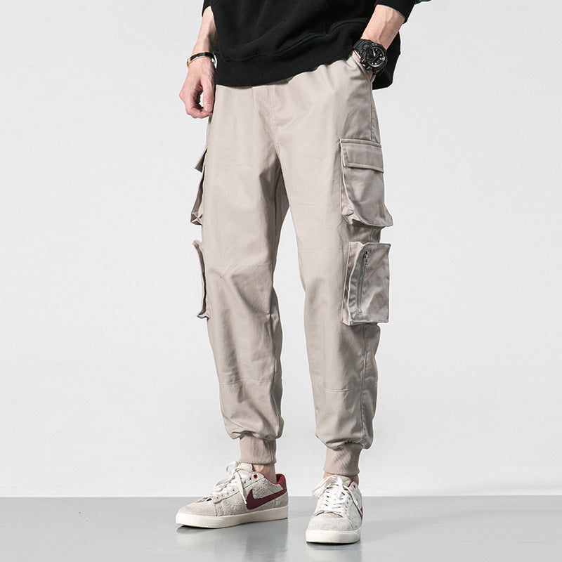 Men's Spring and Autumn Overalls Men's Fashion Brand Trousers plus Size Retro Sports Pants Ankle Banded Pants Tapered Casual Pants Men Cargo Pant