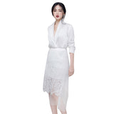 Women Skirt & Blzer Suit Uniform Designs Formal Style Office Lady Bussiness Attire Long Sleeve Lace Mesh Skirt