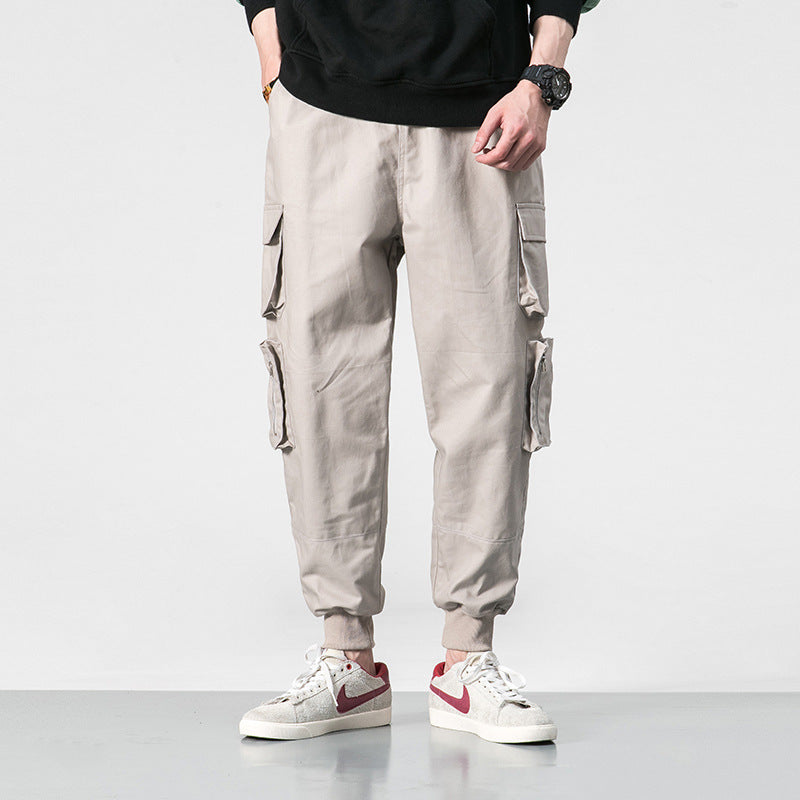 Men's Spring and Autumn Overalls Men's Fashion Brand Trousers plus Size Retro Sports Pants Ankle Banded Pants Tapered Casual Pants Men Cargo Pant