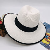 Fedora Hat Spring/Summer Women's Straw Hat Wide Brim Jazz Top Hat Seaside Vacation Sun Protection Sunshade Girl's Cap