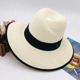 Fedora Hat Spring/Summer Women's Straw Hat Wide Brim Jazz Top Hat Seaside Vacation Sun Protection Sunshade Girl's Cap