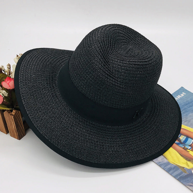 Fedora Hat Spring/Summer Women's Straw Hat Wide Brim Jazz Top Hat Seaside Vacation Sun Protection Sunshade Girl's Cap