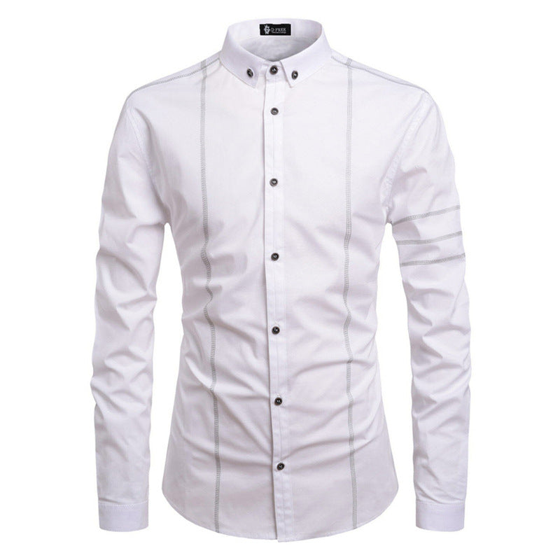 Men's Fashion plus Size Retro Sports Casual Decoration Lapel Long Sleeve Shirt Men Shirt