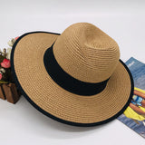Fedora Hat Spring/Summer Women's Straw Hat Wide Brim Jazz Top Hat Seaside Vacation Sun Protection Sunshade Girl's Cap
