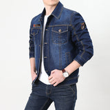 Veste Homme Mi Saison Casual Fleece-Lined Denim Jacket for Young Men Autumn and Winter Loose plus Size Warm Cotton Coat