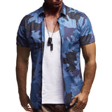 Men's Summer plus Size Retro Sports Fashion Samouflage Style Short Sleeve Casual Shirt Men Shirt