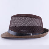 Fedora Hat Summer Men's and Women's Jazz Hat Middle-Aged and Elderly Linen Sun Hat