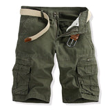 Tactics Style Men Short Men's Cotton Men's Fifth Pants Loose plus Size Solid Color Multi-Pocket Cargo Pants