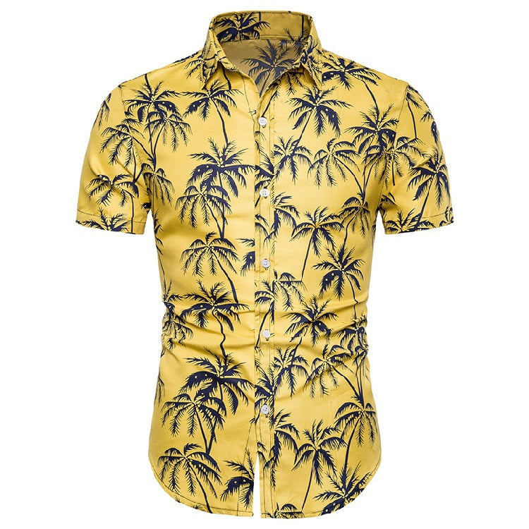 Men's Summer New Fashion Casual Hawaii Beach Short-Sleeved Shirt Two-Piece Men Shirt