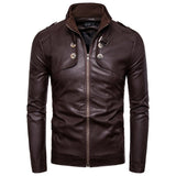 Urban Leather Jacket Men's Fastener Decoration Motorcycle PU Leather Casual Men's Leather Jacket Coat