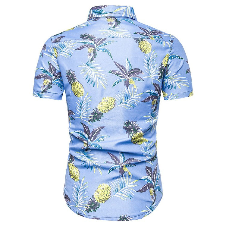 Summer plus Size Retro Sports Couple Casual Hawaii Beach Printed Shirt Two Pieces Men Shirt