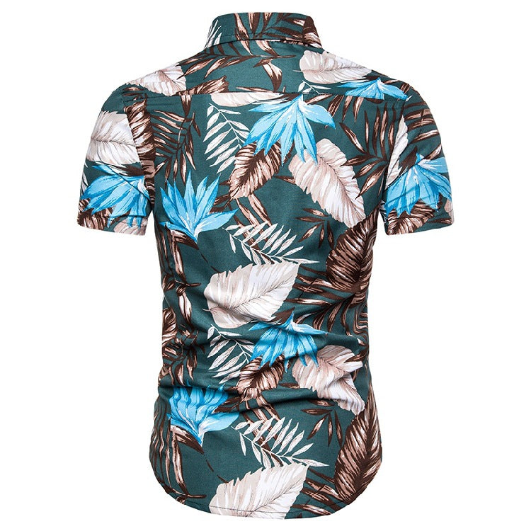 Men's Summer plus Size Sports Retro Fashion Casual Hawaii Beach Printed Shirt Two Pieces Men Shirt