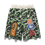 A Ape Print Shorts Trendy Brand Camouflage Teeth Printed Men's Cotton Shorts