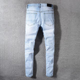 Men Distressed Jeans Man Ripped Jean Destructed Denim Pants Men Patchwork Jeans Men Jeans Slim Fit Skinny Pants