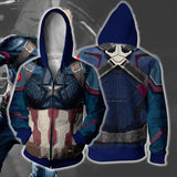 Captain America Hoodie 3D Printed Full-Zip Cardigan Hooded