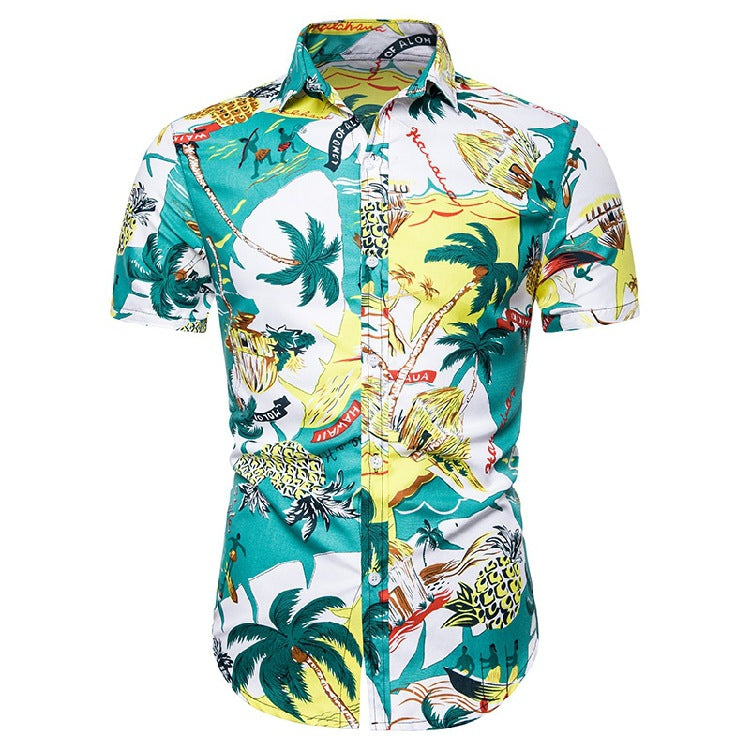 Summer Fashion Hawaiian Beach Casual Shirt plus Size Sports Loose Two-Piece Men Shirt