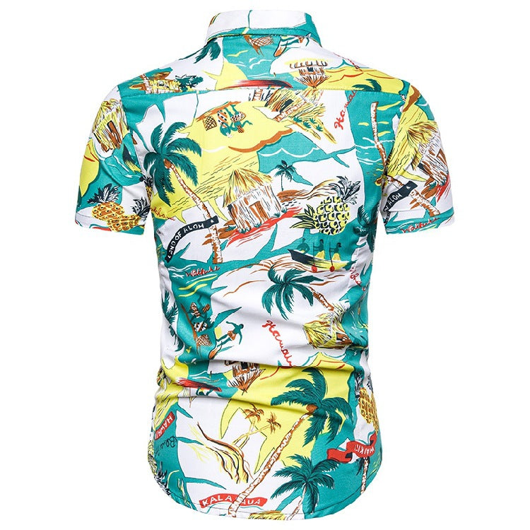 Summer Fashion Hawaiian Beach Casual Shirt plus Size Sports Loose Two-Piece Men Shirt