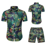 Summer Trendy Fashion Couple Casual Hawaiian Beach Shorts Sleeve Suit Men Shirt