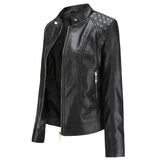 Studded Jackets Spring and Autumn Women's Leather Jacket Women's Stand Collar PU Leather Women's Leather Jacket Women's Leather Coat