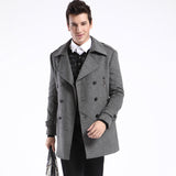 Men's Dress Coat Winter Clothing Men's Business Woolen Suit Collar Double Breasted Woolen Coat Coat Gray