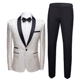 Burgundy Suit Fashion Cross-Border Floral Fancy Suit Men's Business Casual Wedding Bridegroom Dress Suit Men