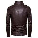 Urban Leather Jacket Men's Fastener Decoration Motorcycle PU Leather Casual Men's Leather Jacket Coat