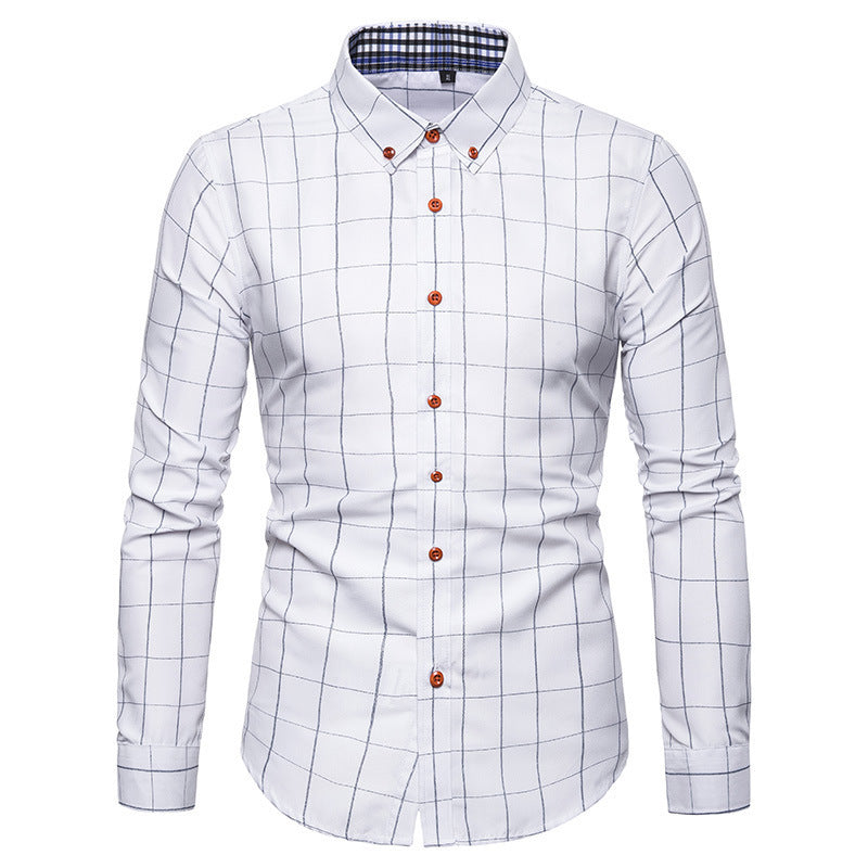 Men's Spring/Summer Men's Plaid Shirt Fashion Casual Long Sleeve Shirt Men Shirt
