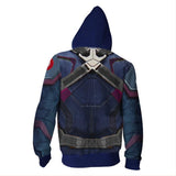 Captain America Hoodie 3D Printed Full-Zip Cardigan Hooded