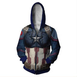 Captain America Hoodie 3D Printed Full-Zip Cardigan Hooded