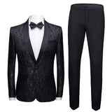 Burgundy Suit Fashion Cross-Border Floral Fancy Suit Men's Business Casual Wedding Bridegroom Dress Suit Men