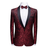 Burgundy Suit Fashion Cross-Border Floral Fancy Suit Men's Business Casual Wedding Bridegroom Dress Suit Men