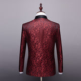 Burgundy Suit Fashion Cross-Border Floral Fancy Suit Men's Business Casual Wedding Bridegroom Dress Suit Men