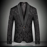 Mens Black Suit Men's Slim-Fit Single Suit Dress Coat