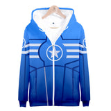 Captain America Hoodie Avengers 4 Combat Clothes 3D Casual Zipper Sweatshirt Hoodie Coat