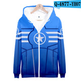 Captain America Hoodie Avengers 4 Combat Clothes 3D Casual Zipper Sweatshirt Hoodie Coat
