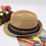 Fedora Hat Summer Sun-Proof Beach Hat Seaside Vacation British Jazz Straw Hat