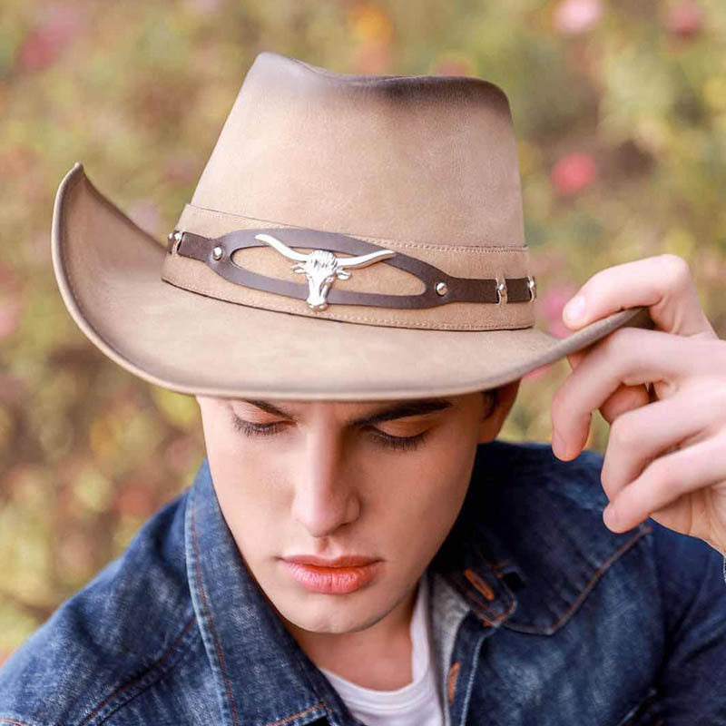 Bullhide Denim Hat PU Leather Western Cowboy Hat Male Knight Hat Men's and Women's Sun Hats Casual Cowboy Hat