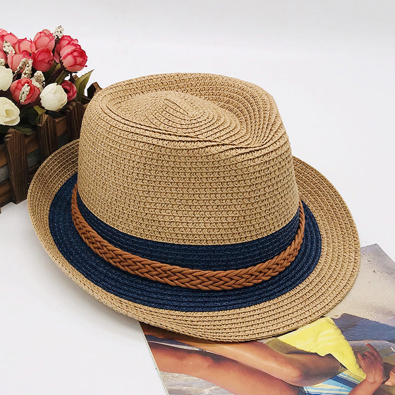 Fedora Hat Summer Sun-Proof Beach Hat Seaside Vacation British Jazz Straw Hat