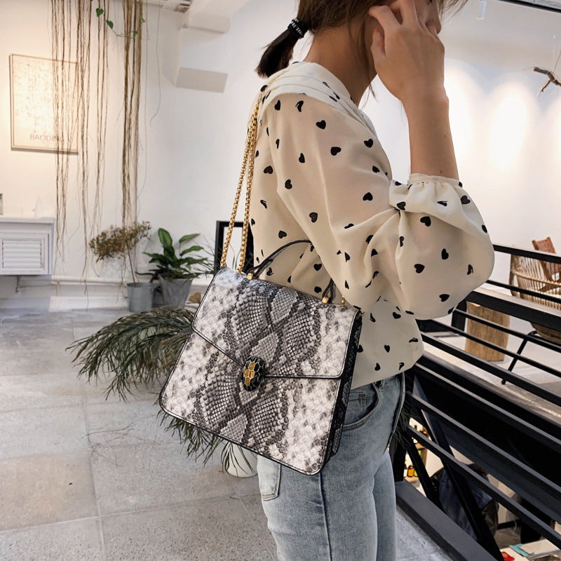 Snake Pattern Small Square Handbag New Broadband Shoulder Ulzzang Messenger Bag