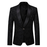 Mens Black Suit Spring and Autumn Men's Jacquard Single West Coat Host's Dress Small Suit