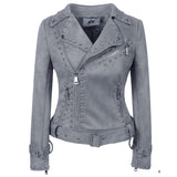 Spiked Leather Jacket Women's Fashion Rivet Lapel Zipper Jacket Coat