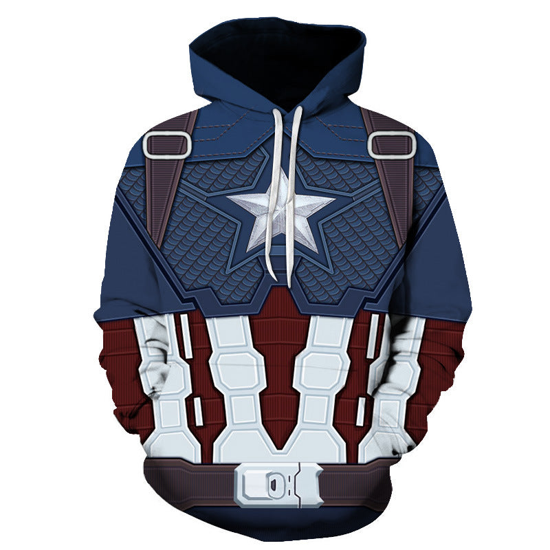 Captain America Hoodie XINGX Printed Hoodie Loose Hoodie Oversized Baseball Uniform