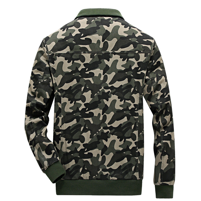 Men Fit Bomber Jacket Windbreaker Moto Street Coat Men's Camouflage Workwear Flight Jacket Men's Loose plus Size Casual Embroidery Badge Men's Coat