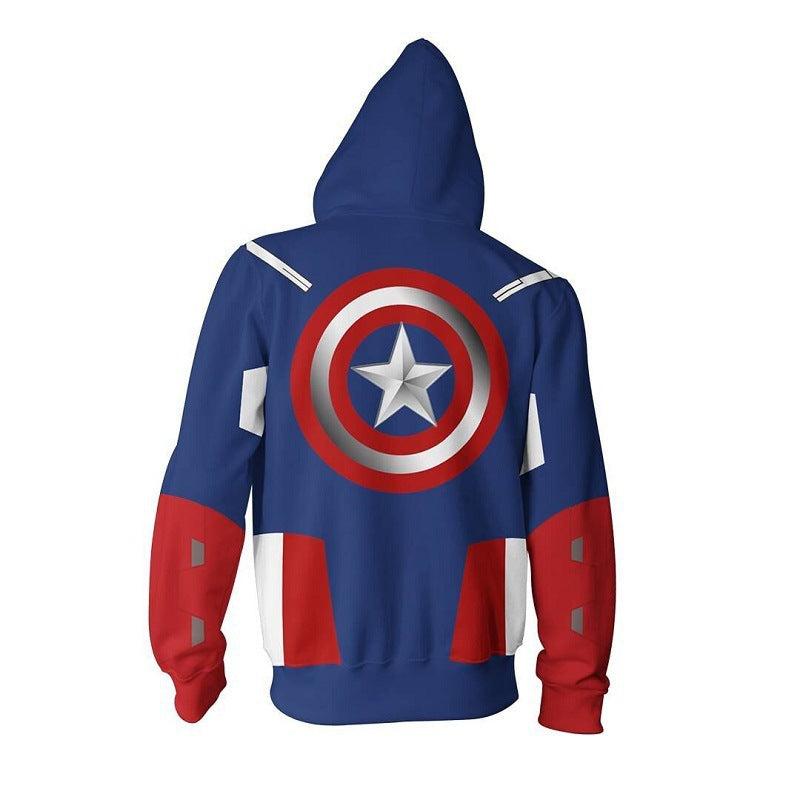 Captain America Hoodie Avengers 4 3D Printed Sweatshirt Hooded Cardigan Coat