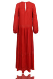 Red Peasant Dress Desert Seaside Vacation Embroidered Ethnic Style Retro Dress Long-Sleeved Red Red Dress