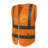 Men's Vest Safety Vests with Pockets Reflective Clothing for Outdoor Work Reflective Vest Safety Warning Suit
